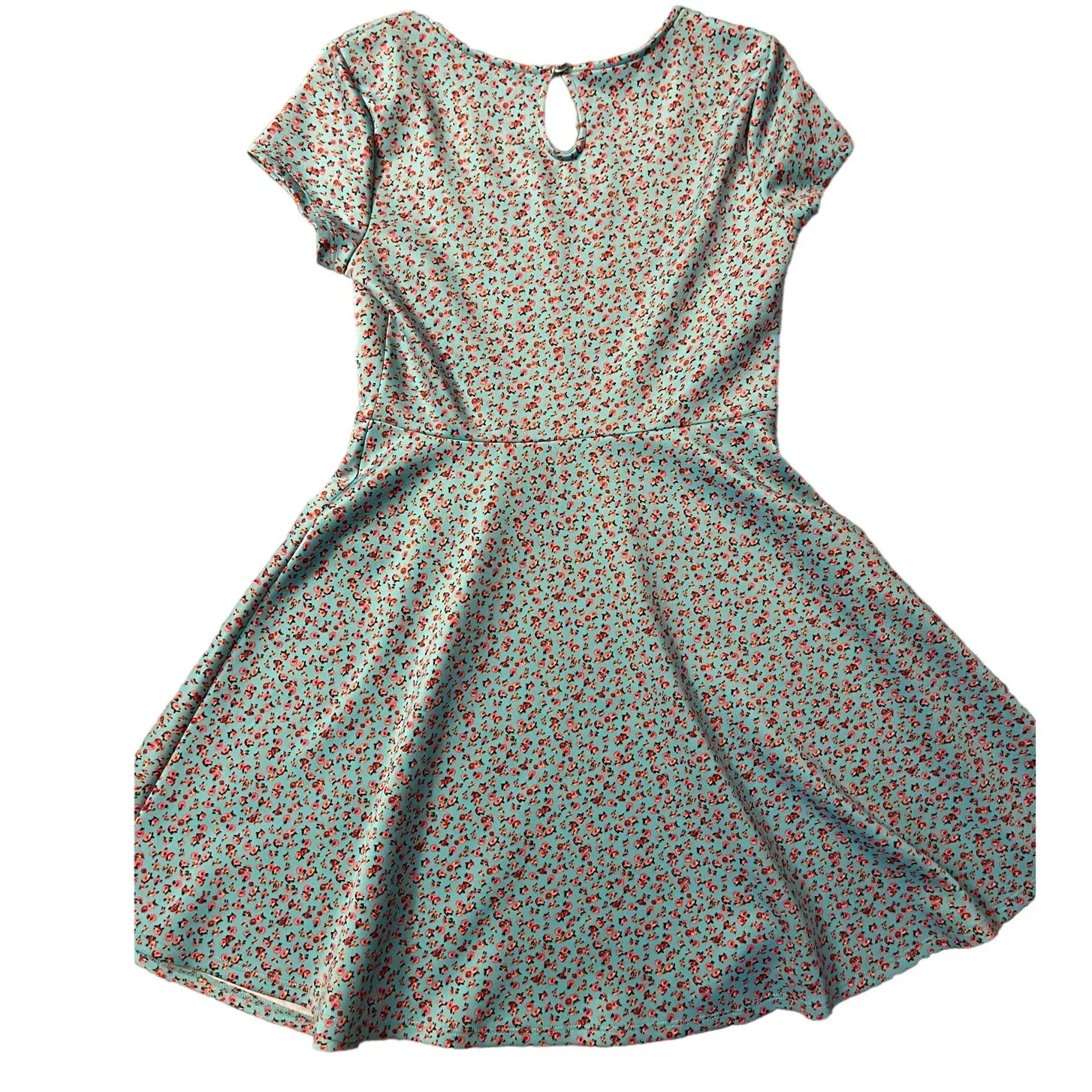 Hot Topic Teal &‎ Pink Floral Fit & Flare Skater Dress Size Large - Image 7