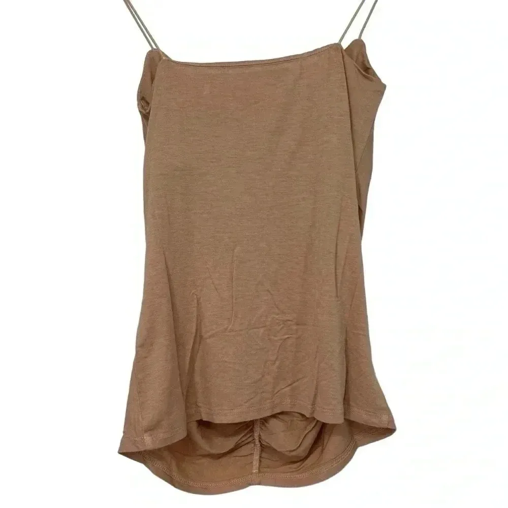 ENZA COSTA RUCHED CAMISOLE TOP SMALL DK NUDE VISCOSE LYCRA STRETCH TANK NWOT Tan - Image 12