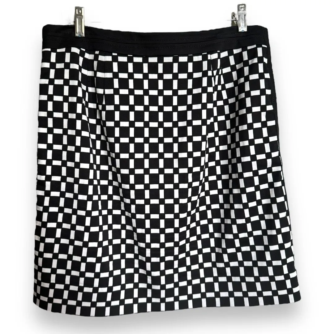 White House‎ Black Market Womens Skirt Sz 12 Black White Geometric Pencil Lined - Image 3