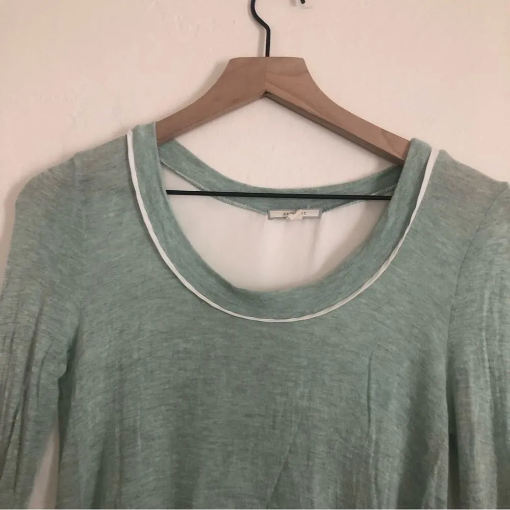 Pleione Lightweight Mint Green 3/4 Sleeve Sheer Chiffon Ivory Back Blouse Top - Image 3