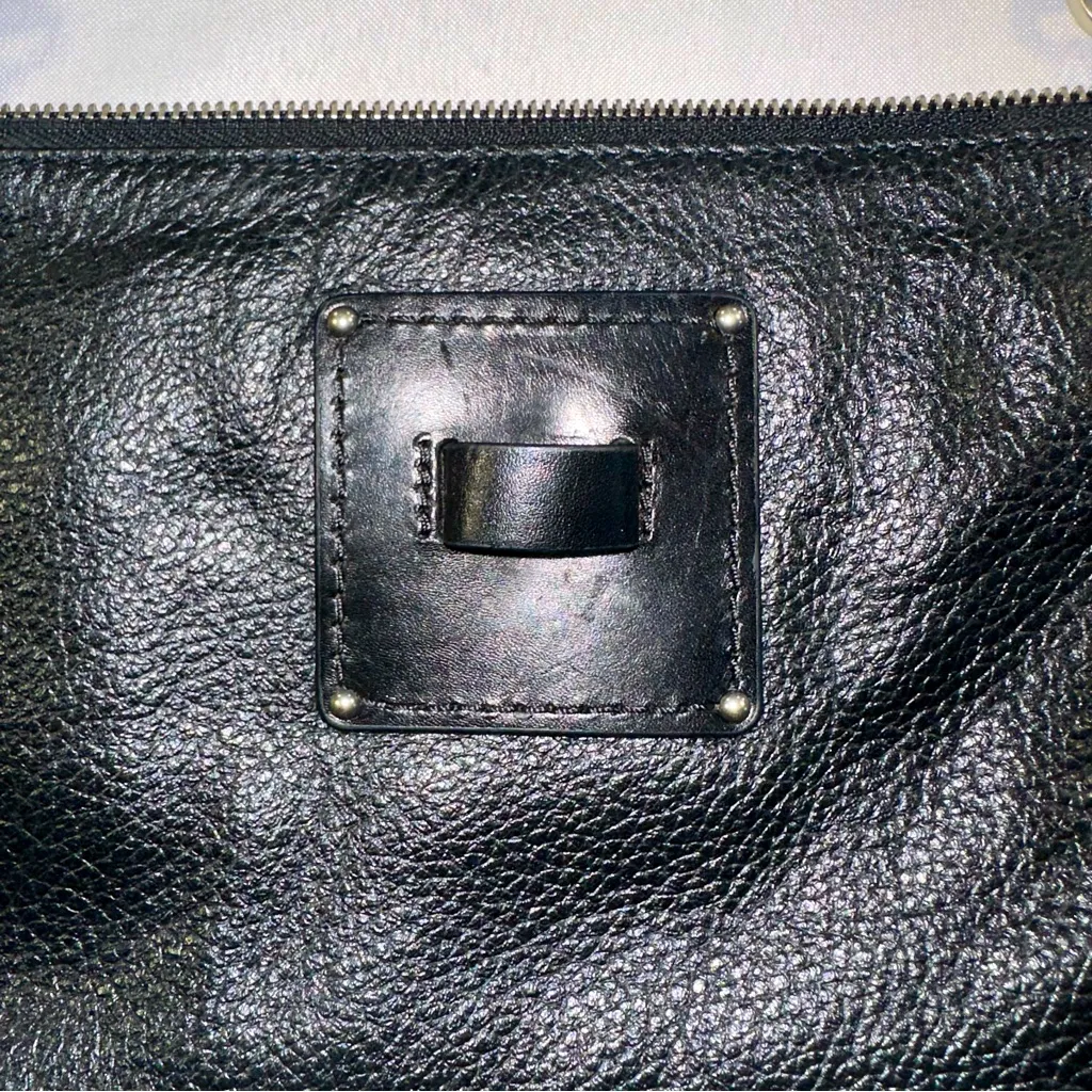 MICHAEL KORS • Black Leather Crossbody Zipper Chain Purse Tooth Spike Defense - Image 3