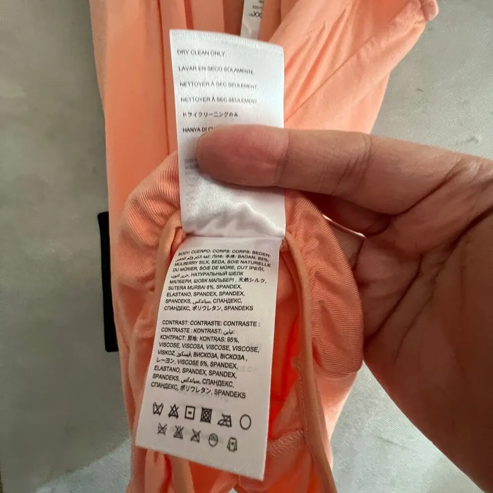 Bebe XXS NWT Pink Mulberry Silk Blend Bodysuit Top Sleeveless Deep V Neck - Image 8