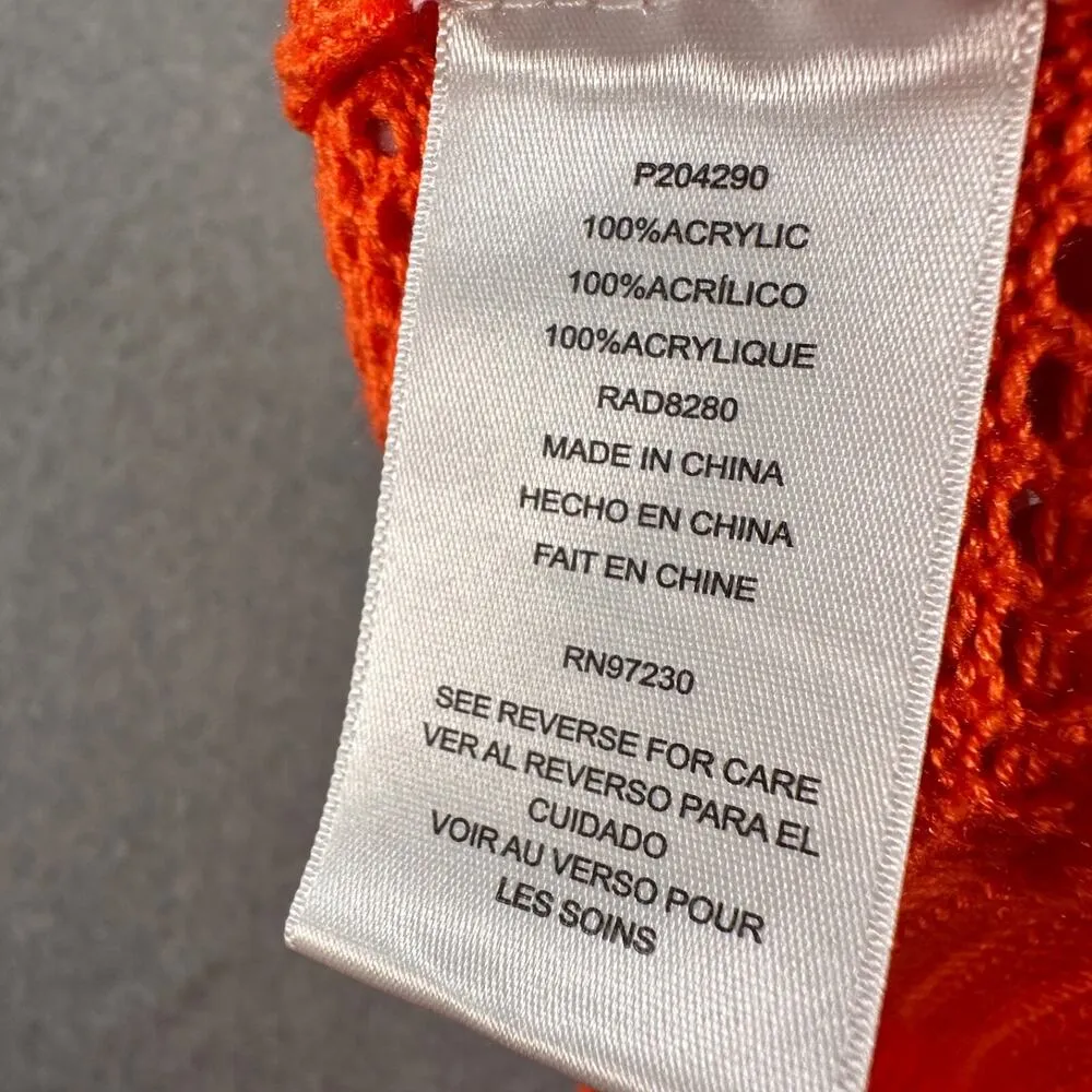 Almost Famous Crochet Knit Cropped Tank Top Size Large Orange Open V-Neck - Image 5