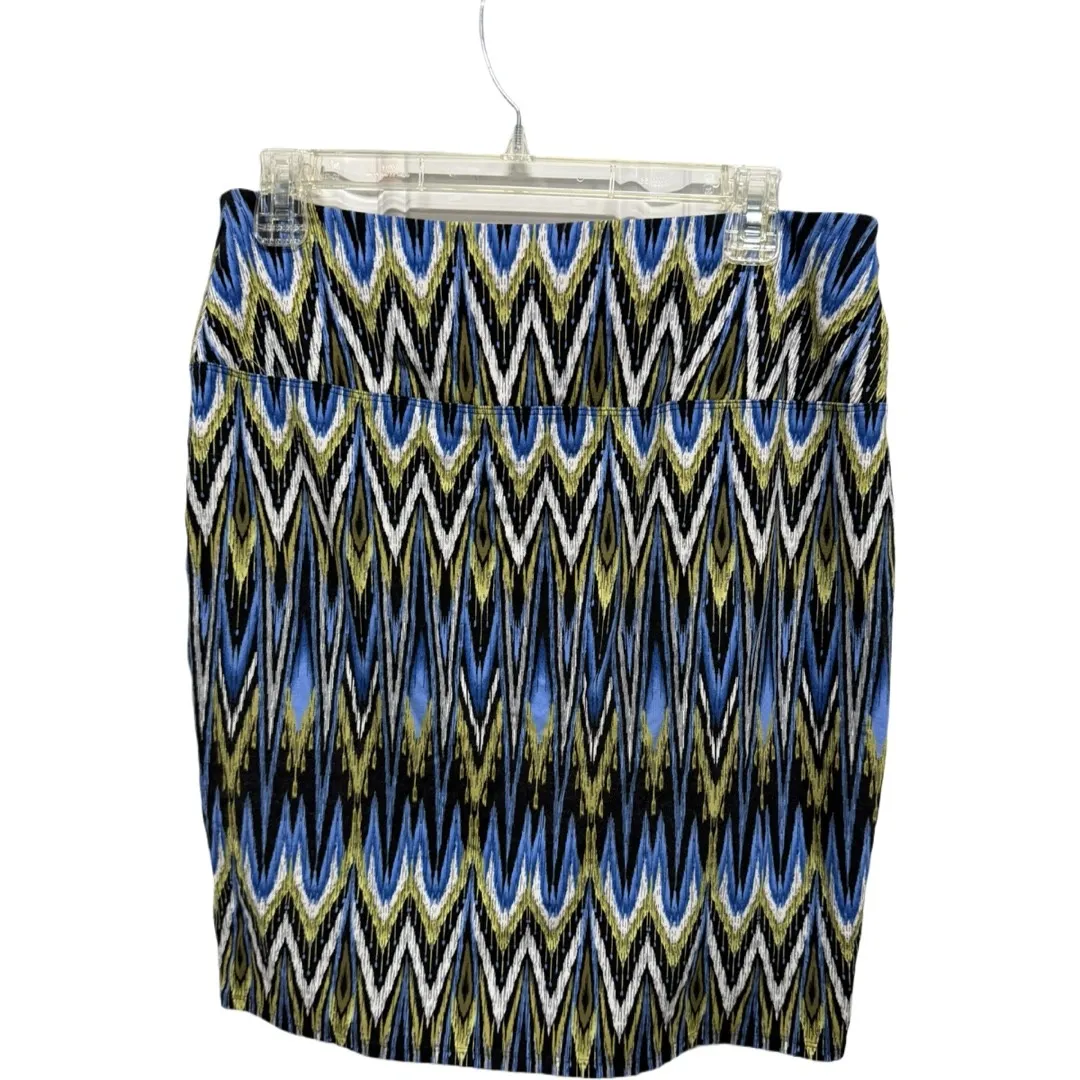 J Jill Wearever Multicolor Zig Zag Smooth Fit Pencil Skirt Small Business Casual Blue - Image 4