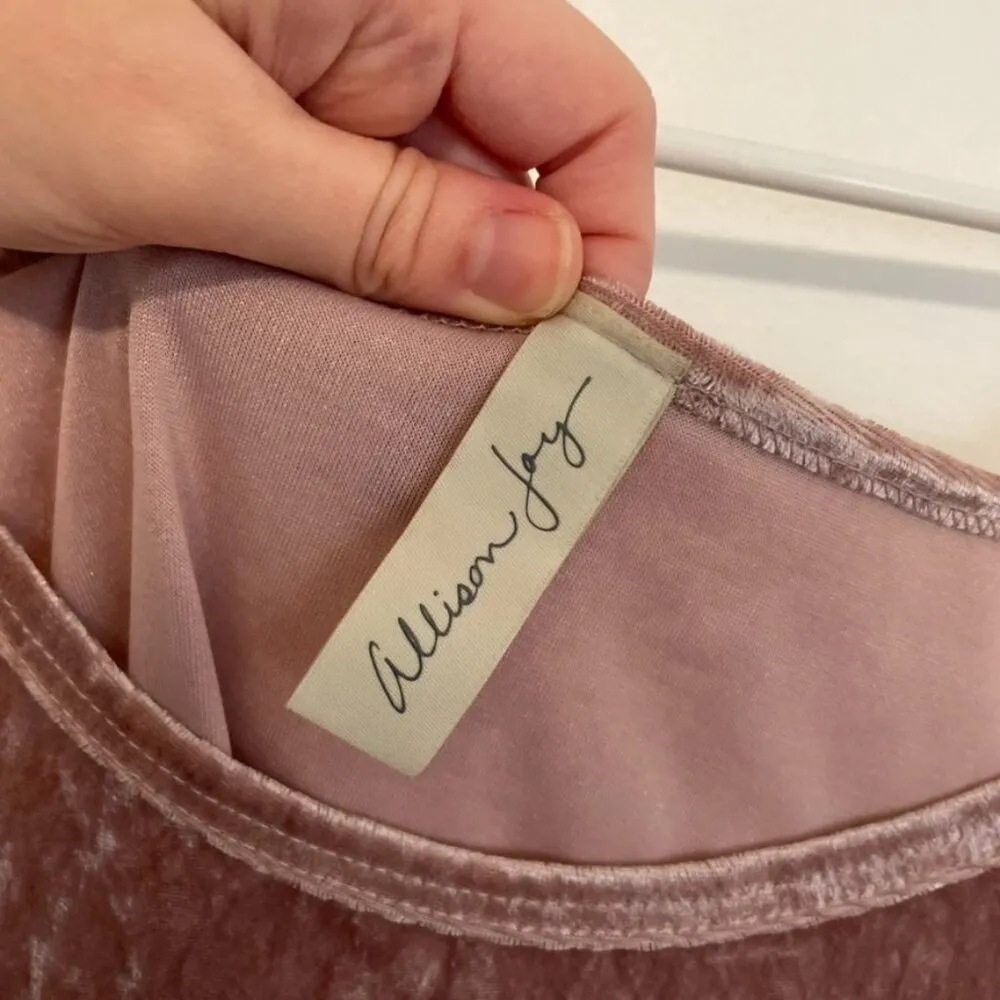 ALLISON JOY EVEREVE Cori Velvet Tank Blush Light Pink Velour Sleeveless Preppy M - Image 5