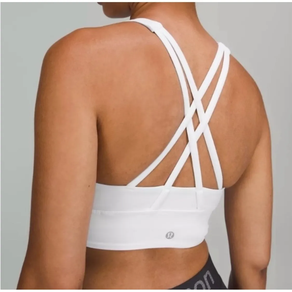 Lululemon Ed Curtis White High Neck Criss Cross Back Sports Bra‎ Top Size 4 - Image 3