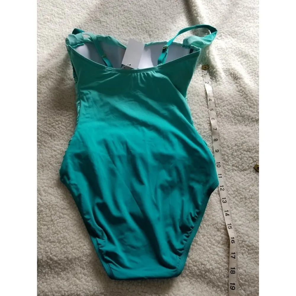 Bleu by Rod Beattie Shirred Ombré One-Piece Swimsuit in Sea Dive Women's Size 6 - Image 11