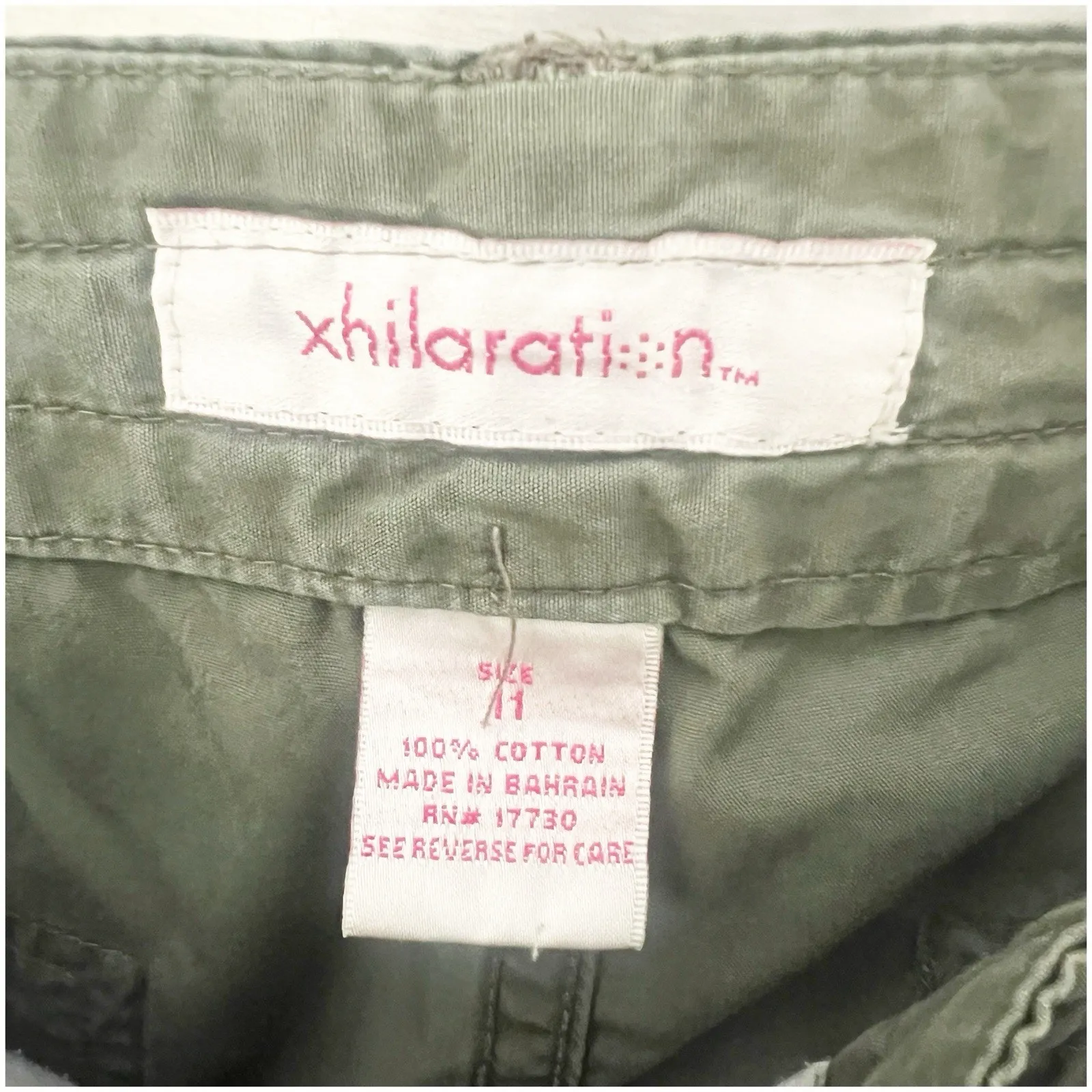 Xhiliration Y2K Cargo Army Green Wide Leg Pants Juniors Size 11 Grunge - Image 6
