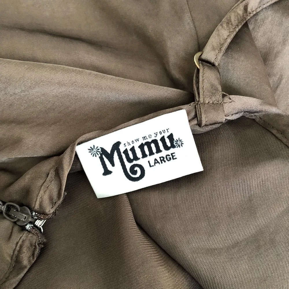 New Show Me Your Mumu Slip Mini Dress Brown Large - Image 8