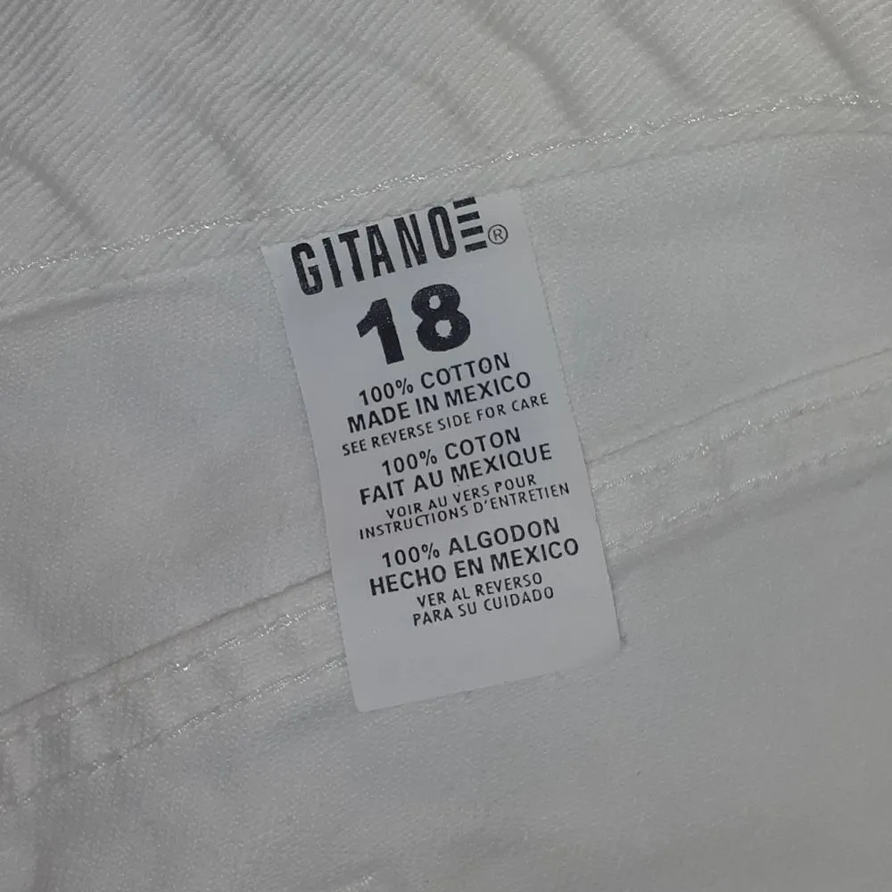 Gitano White Denim Shorts SIZE 18 White - Image 3