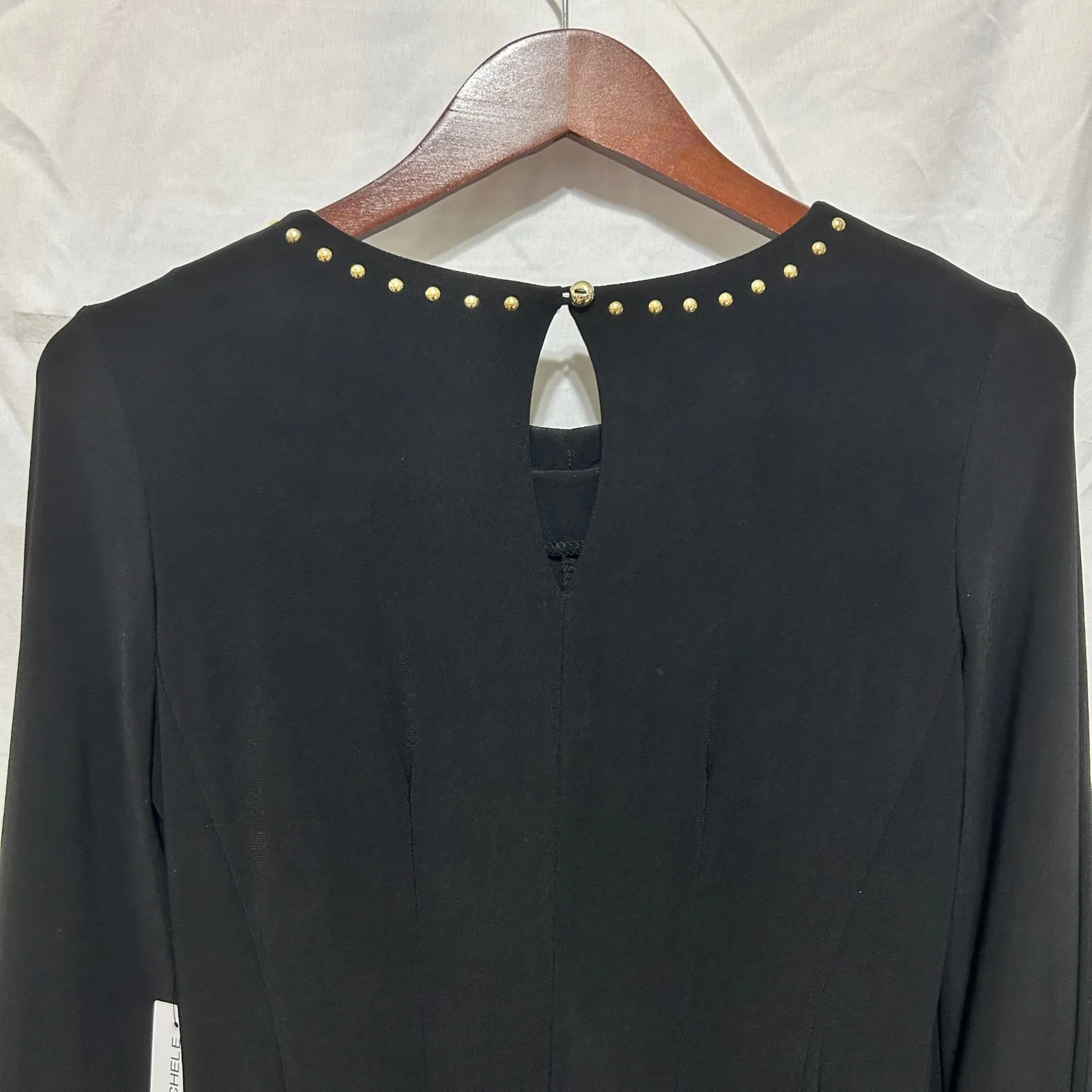 Emma & Michele Women Mini Shift Tunic Dress M Black Studded Bell Sleeve Hippie Size M - Image 6