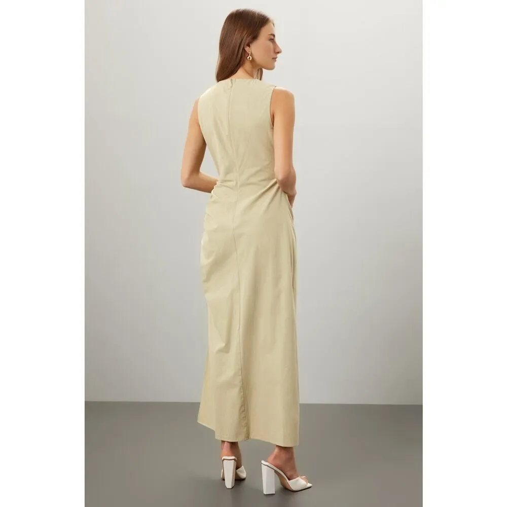 THIRD FORM Green Sleeveless Side Ruching Adjustable Ties Drawn Deep Dress Size 8 - Image 2