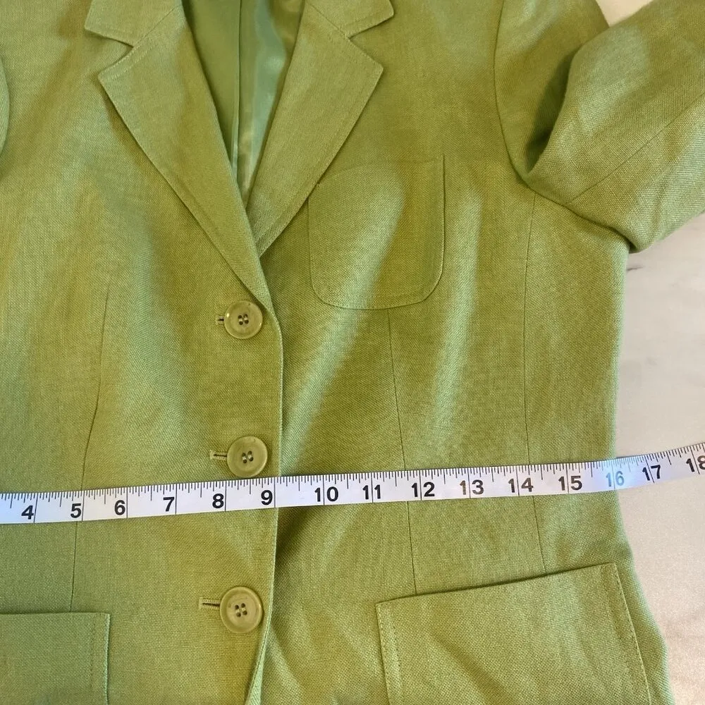 TALBOTS PETITES LIME GREEN 100% LINEN JACKET SIZE: 4‎ OFFICE RESORTWEAR PREPPY - Image 7