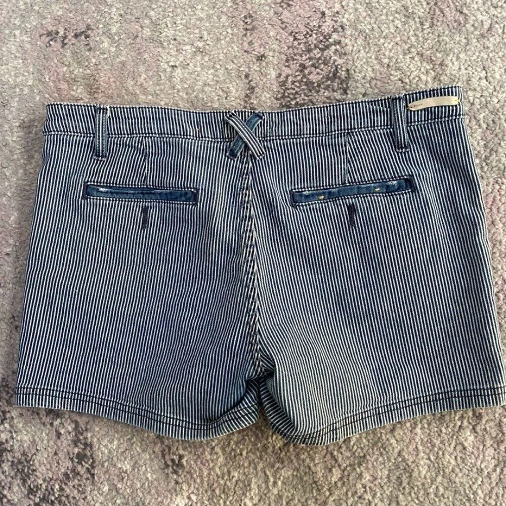 Pilcro and the Letterpress Anthropologie Blue White Stripe Denim Shorts 31 - Image 7