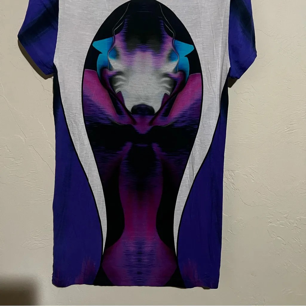 Gabriela Cadena Designer Luxury‎ Kaleidoscope Colorful Viscose Elastane T Shirt Blue - Image 8