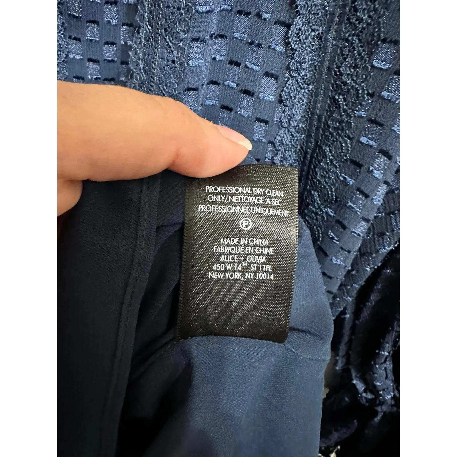 Alice+ Olivia Joanne Tiered Handkerchief Hem Dress Sapphire Blue Lace Trim‎ sz 2 - Image 6