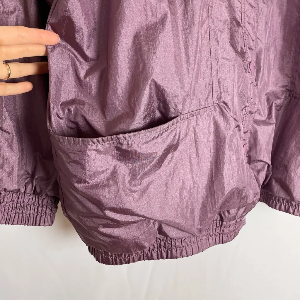 Vintage Nylon Windbreaker‎ Jacket Casual Outerwear Purple Mauve Retro 90s Coat Size XL - Image 7
