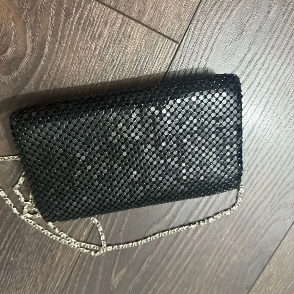 Vintage Jessica McClintock Black Clutch Snap Front Crossbody Chain - Image 3