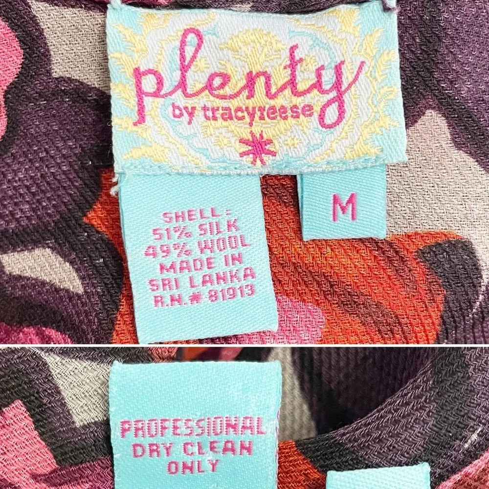 Tracy Reese Drop Waist Mini Dress Size Medium Rose Floral Silk Wool Blend Tunic - Image 12