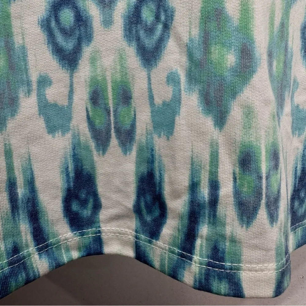 Rose + Olive Cream Turquoise & Green Long Sleeve Knot Front Hem Top Size Large - Image 6