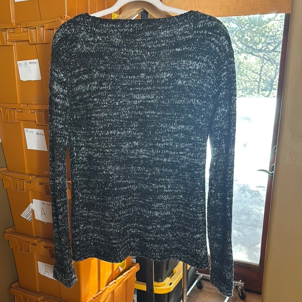 Enza Costa Women's Black and Gray Wool Blend Sweater Size Medium - Image 5