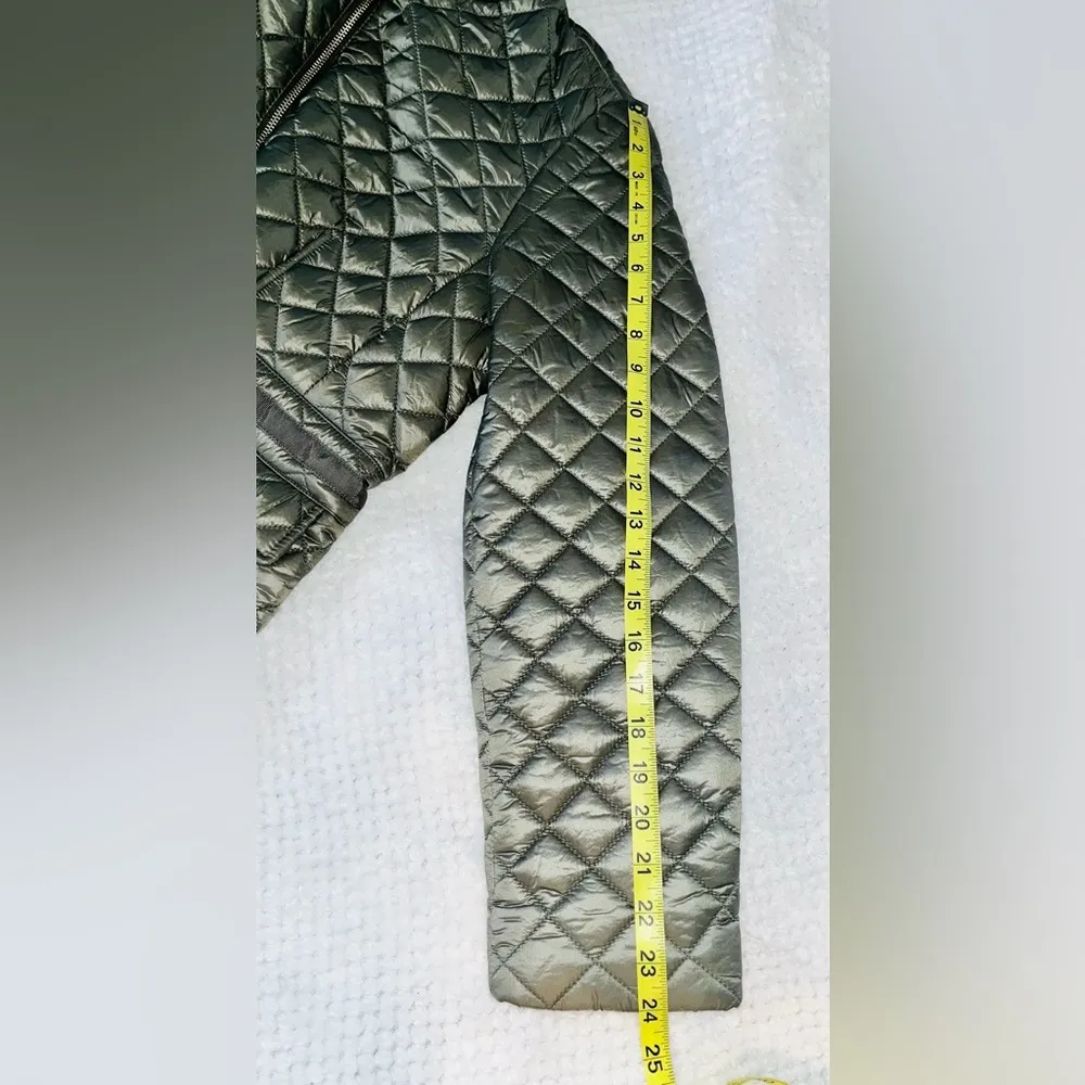 Kate Spade Quilted Hooded Sherpa Trim Coat sz L - Image 12