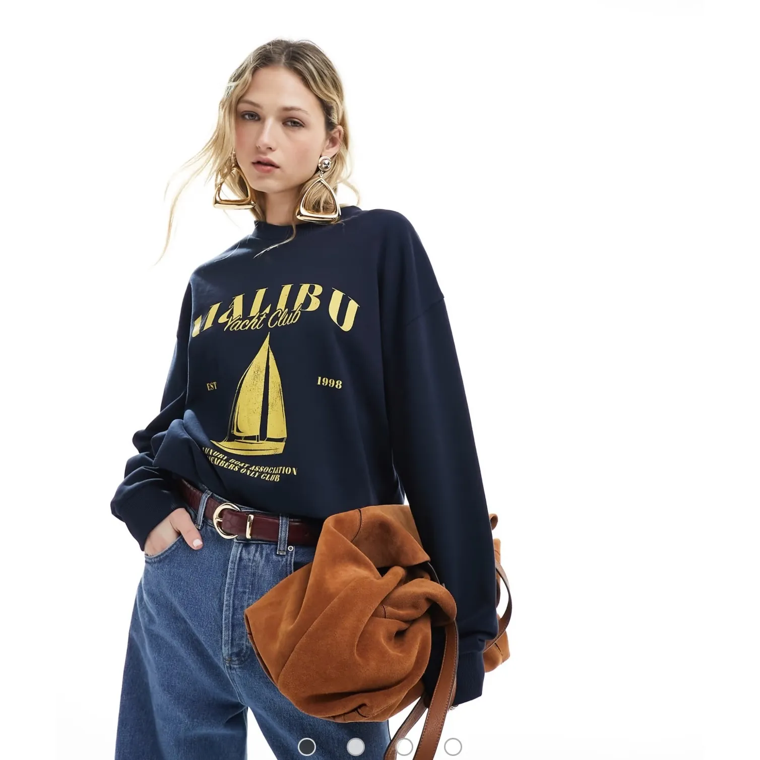 ASOS Malibu Yacht‎ Club Navy Sweatshirt XS Sailboat Graphic 100% Cotton - Image 2