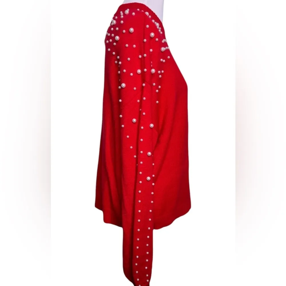 Blooming Jelly Red Lantern Sleeve Oversized Pullover Sweater w/Pearls Size Large - Image 8