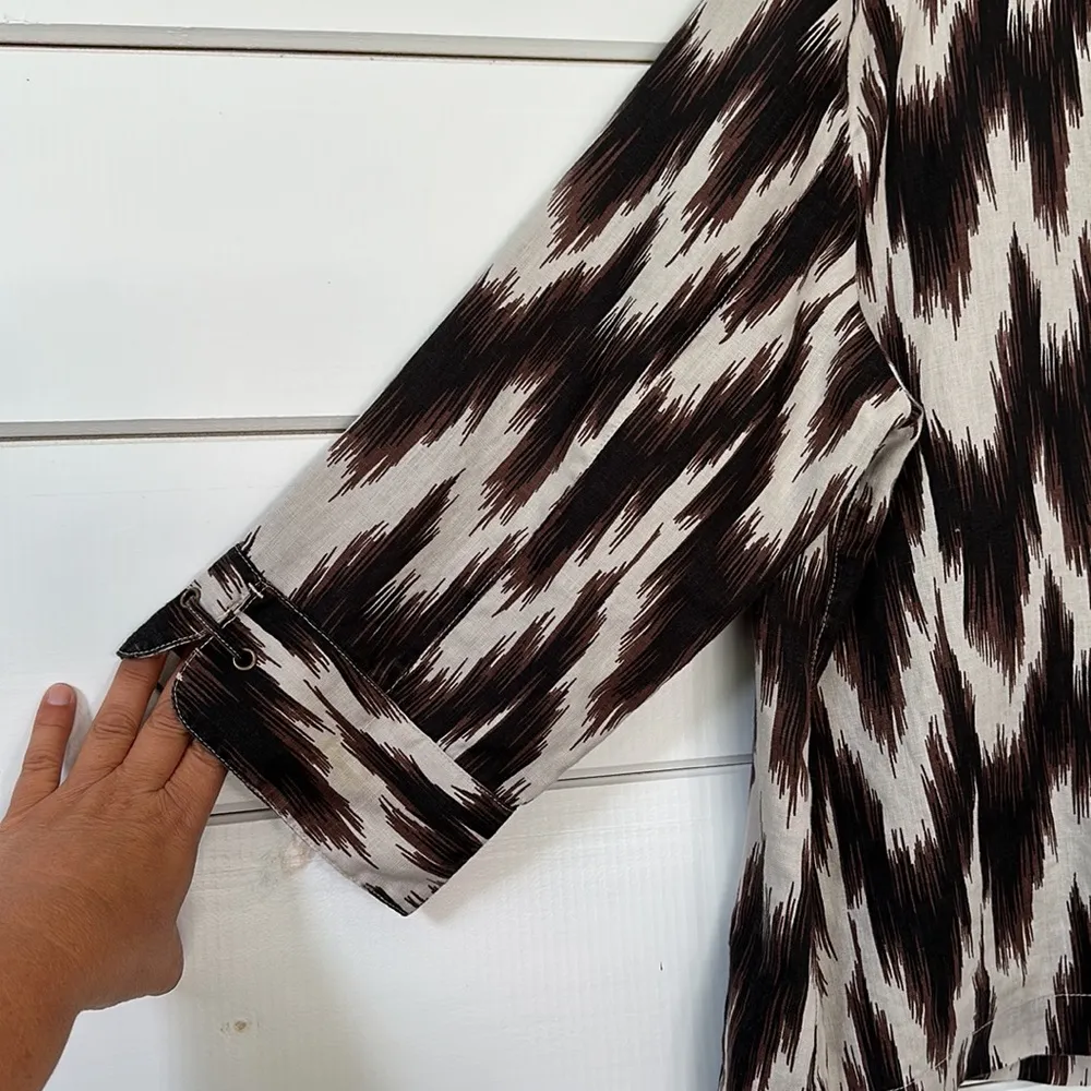 Chico’s Ikat Linen Button Up Top Jacket Size 3 - Image 11