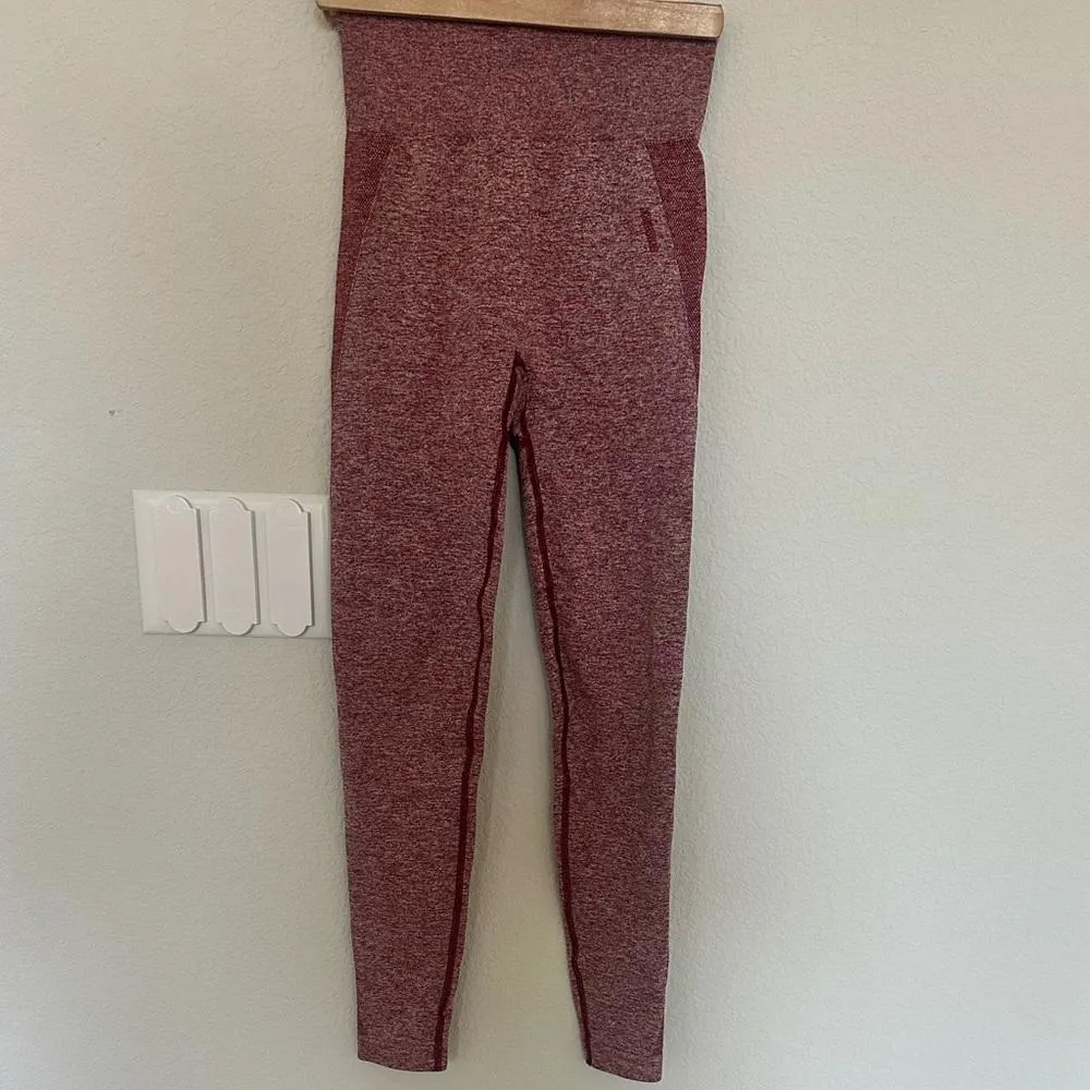 GYMSHARK Flex High Waisted Leggings Burgundy Pink Marl Small - Image 7