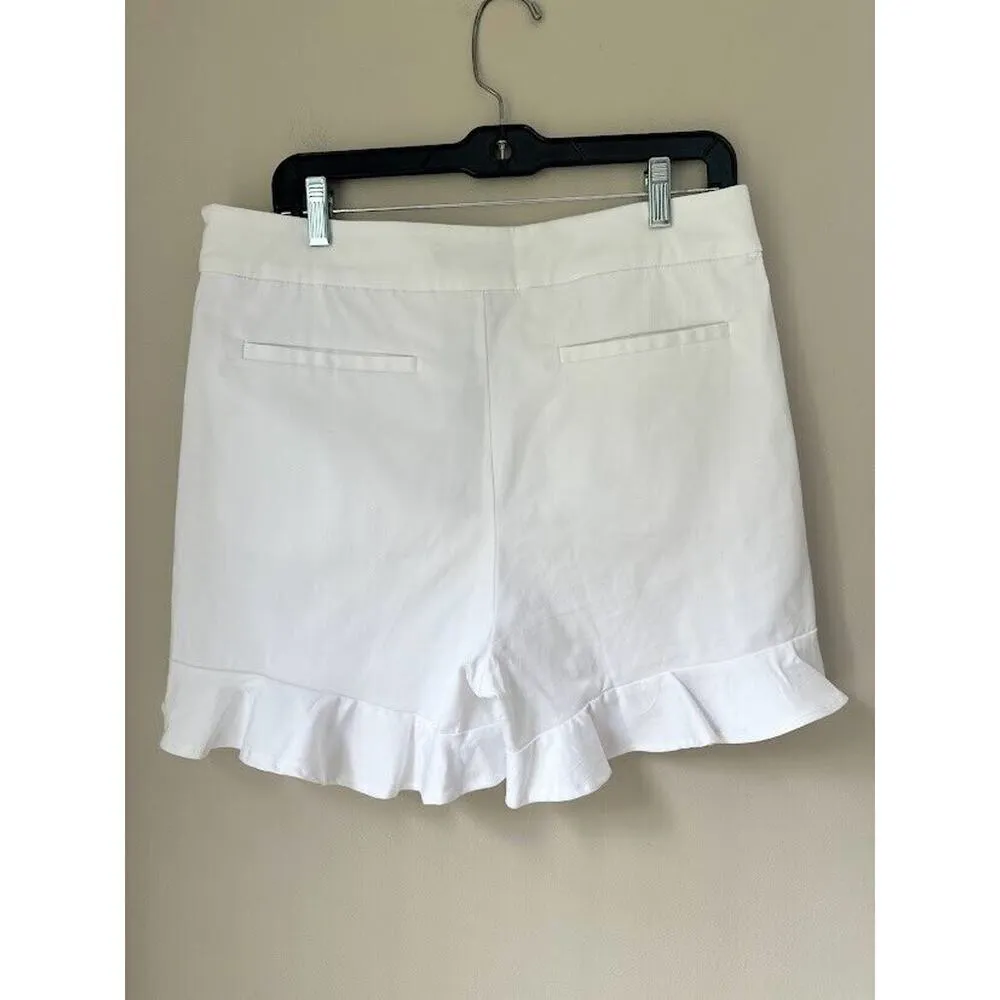 Walter Baker Lillian White Shorts Ruffle Hem Size Large Stretch Summer Beach - Image 3
