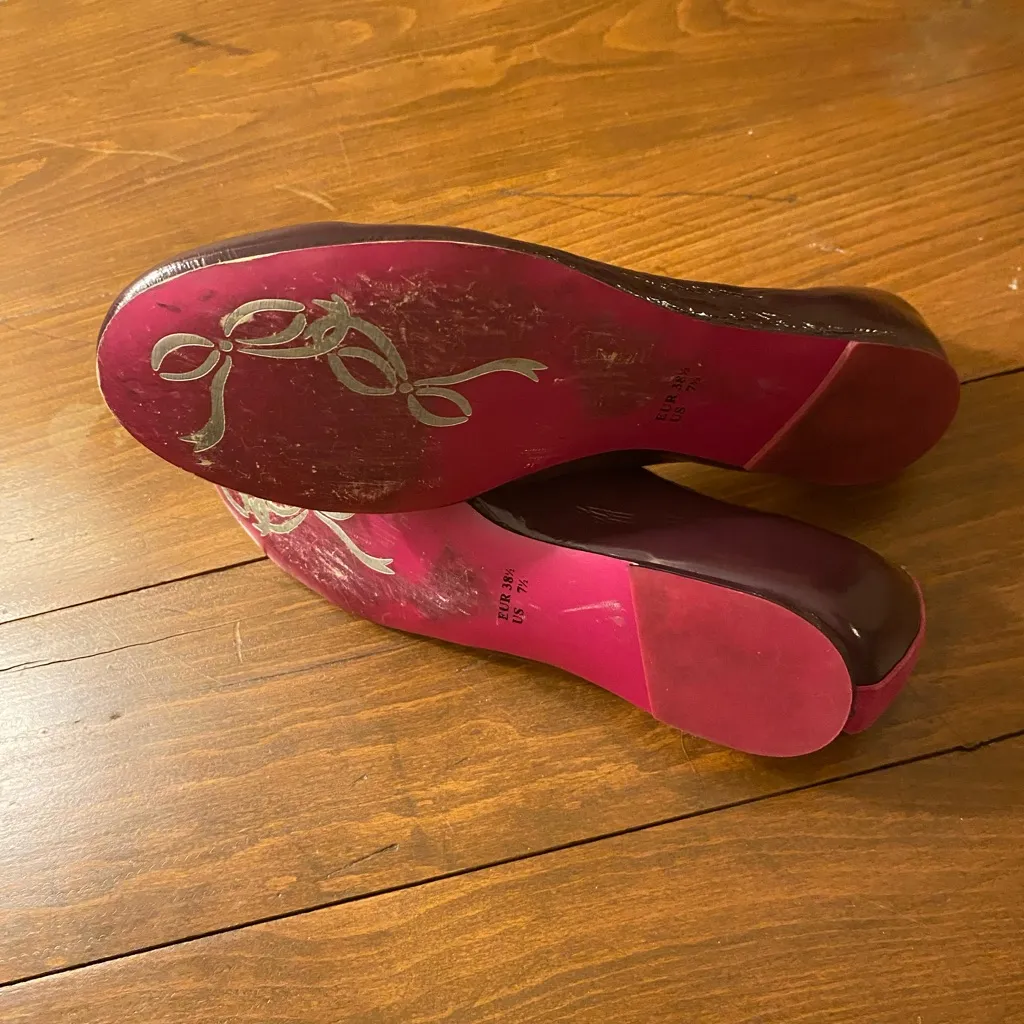 Women’s Poetic License Ballet Flat Patton Leather W Floral Accents Y2K 7.5 Purple - Image 3