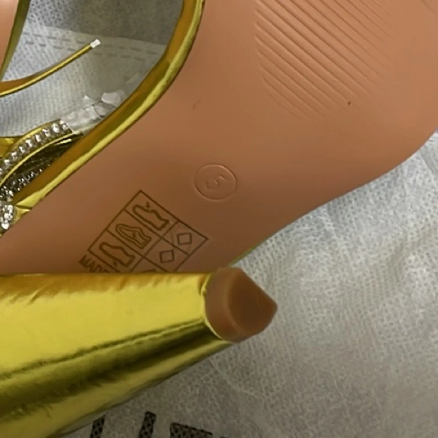 PrettyLittleThings‎ GOLD DIAMANTE LACE UP CONE HEELS size 5 - Image 9