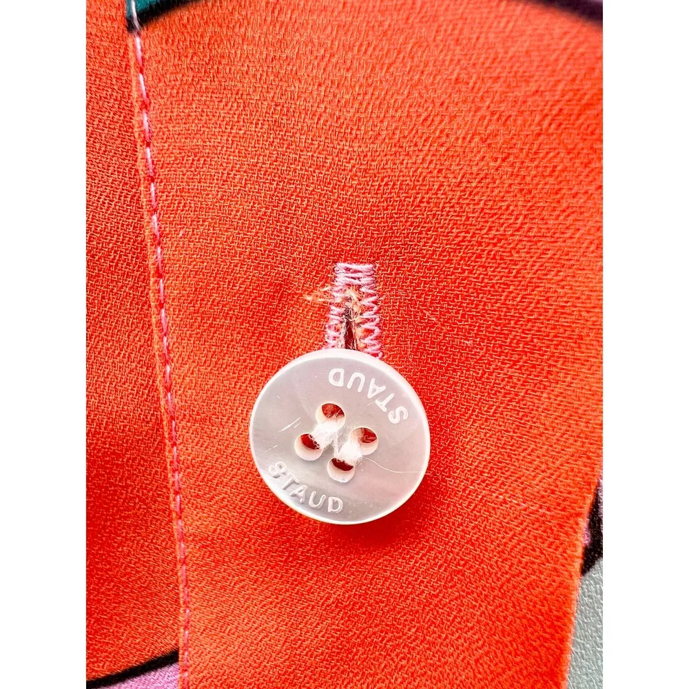 Staud Printed Miriam Button Down Shirt Citrus Kaleidoscope Women's Size Large - Image 6