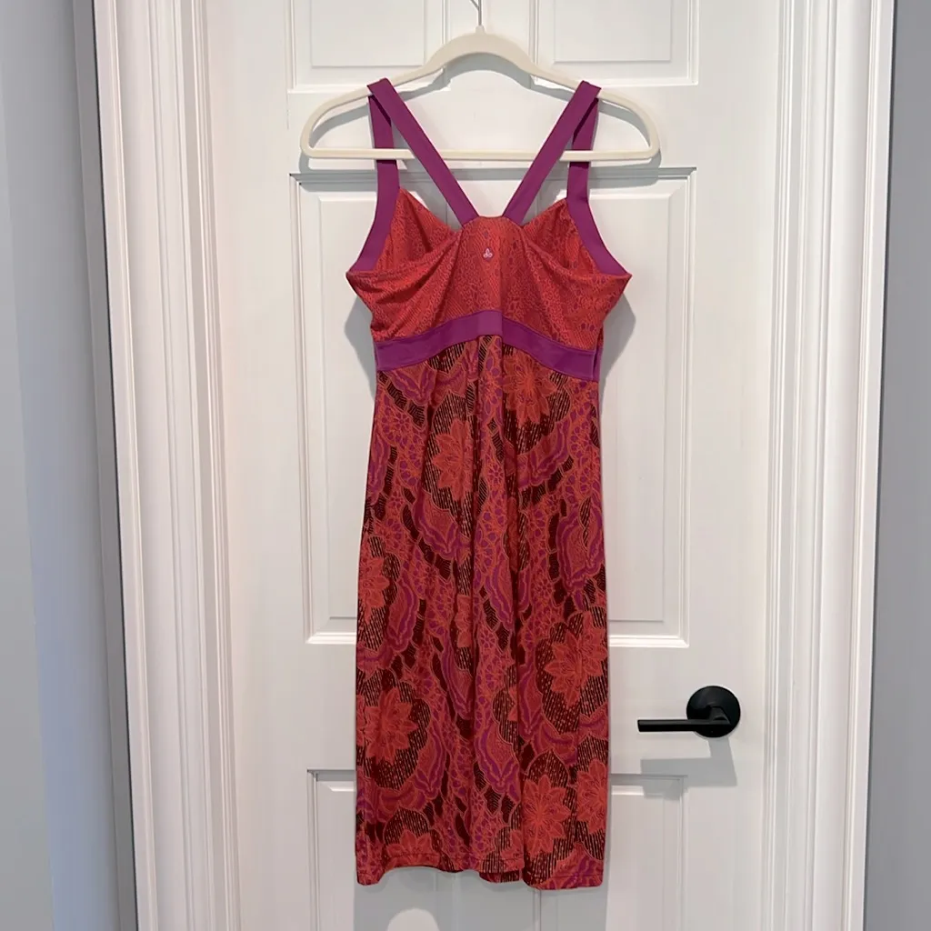 Prana Amaya Dress Berry Scallop Medium Orange Purple Pink Hiking Workout Casual - Image 4