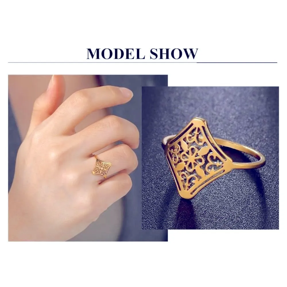 NEW 14k Yellow‎ Gold Plated Stainless Steel Filigree Ring, Size 6 - Image 7