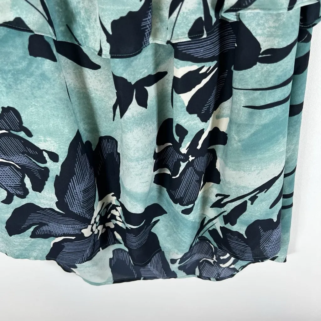Maeve Womens Top Teal Blue Islander Tropical Print Off Shoulder‎ Ruffle Size S - Image 8
