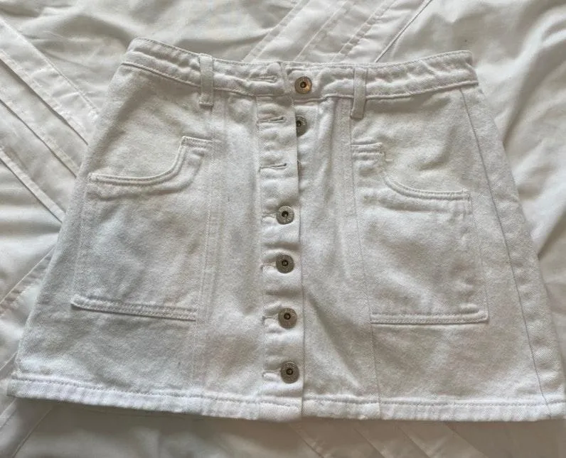 White Denim Skirt - Image 3