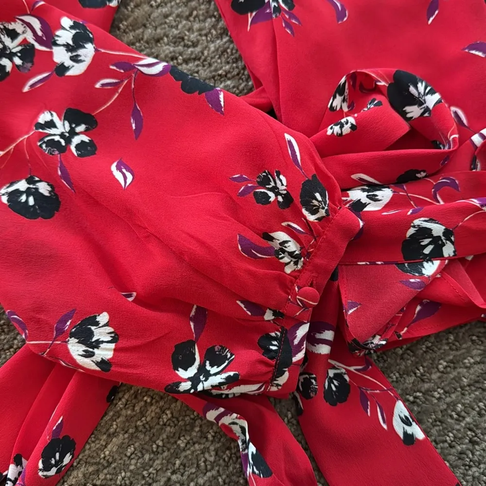 Intermix  Red Silk Blouse - Image 9