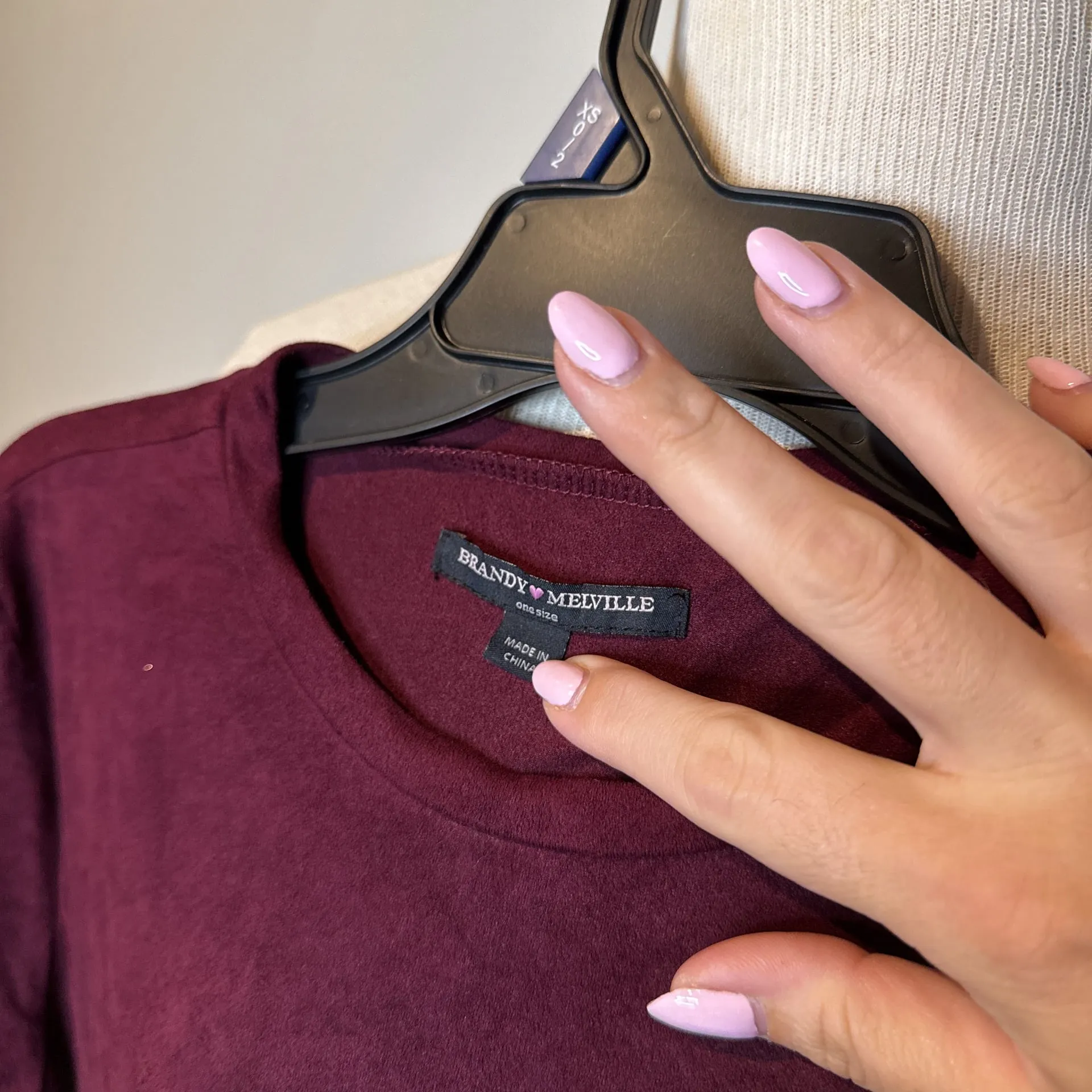 Brandy Melville Velour‎ T-Shirt Dress One Size Burgundy - Image 2