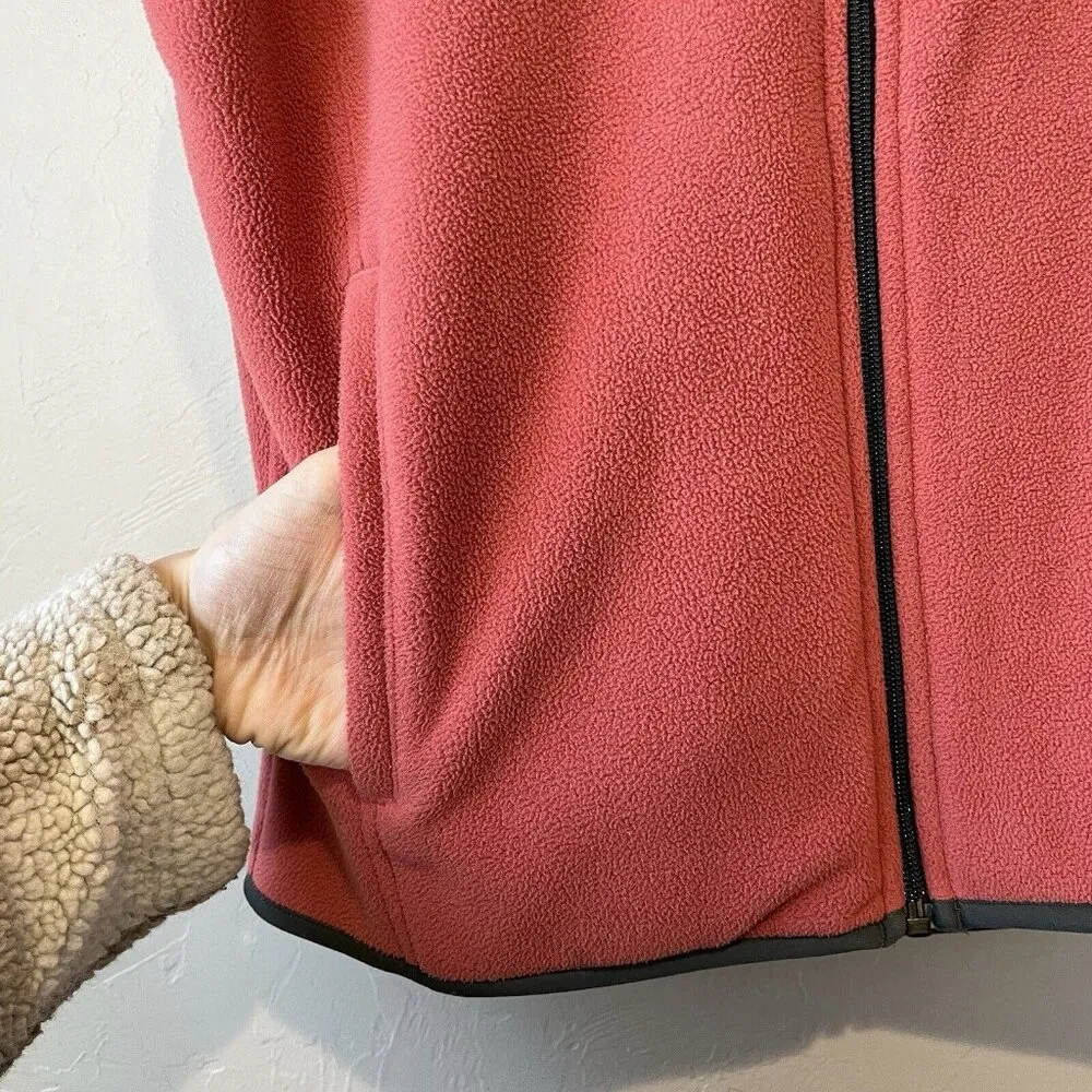WOOLRICH Women’s Size Large Vest Fleece Full Zip Pink Pockets Sleeveless Jacket - Image 3