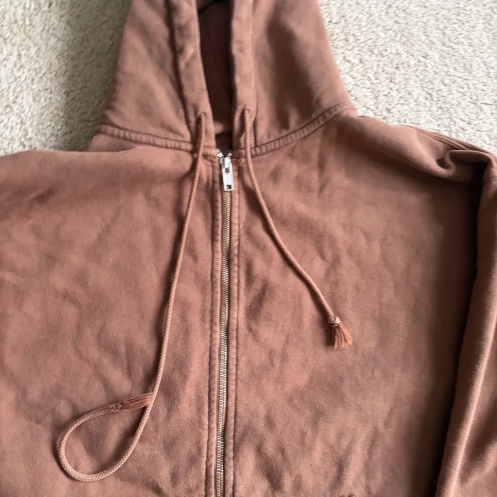 Brandy Melville Brown Zip-Up oversized cozy John galt pacsun Hoodie one size - Image 3