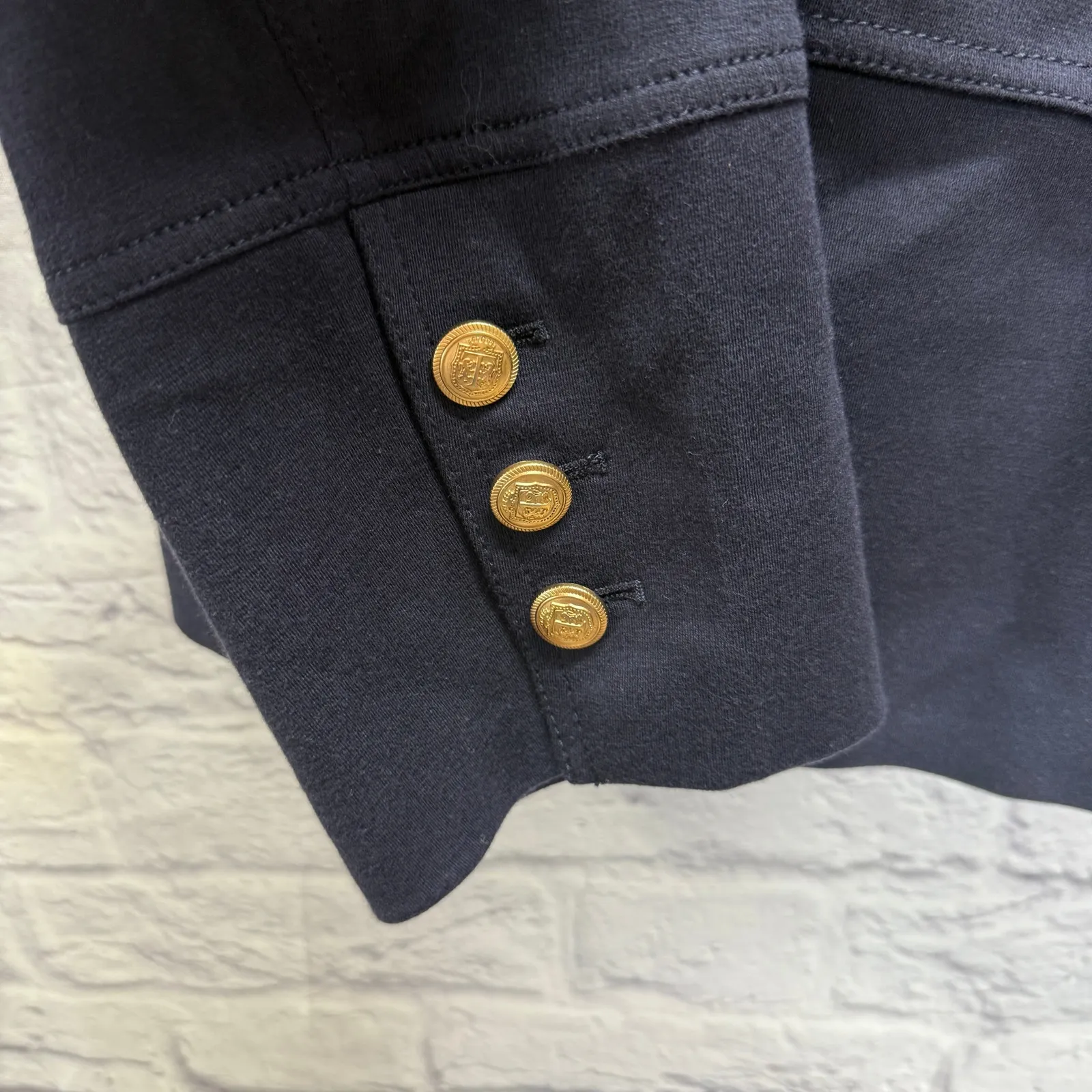 Talbots Womens Military Style Blazer Size 18W New Navy Blue Red Gold Buttons - Image 5