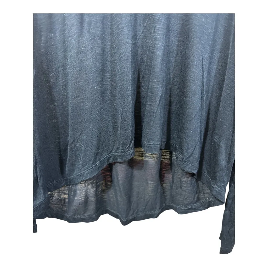 Madewell Sheer Heathered Black V Neck Long sleeve Sweater - Image 3