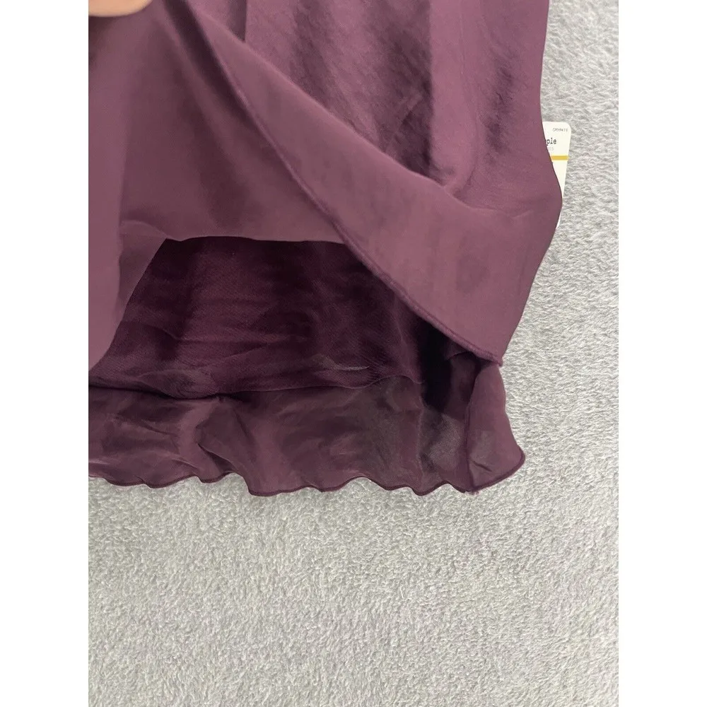 Free People Women's Tank Blouse Spaghetti Strap Sequined Plum Layered Trapeze - Image 8