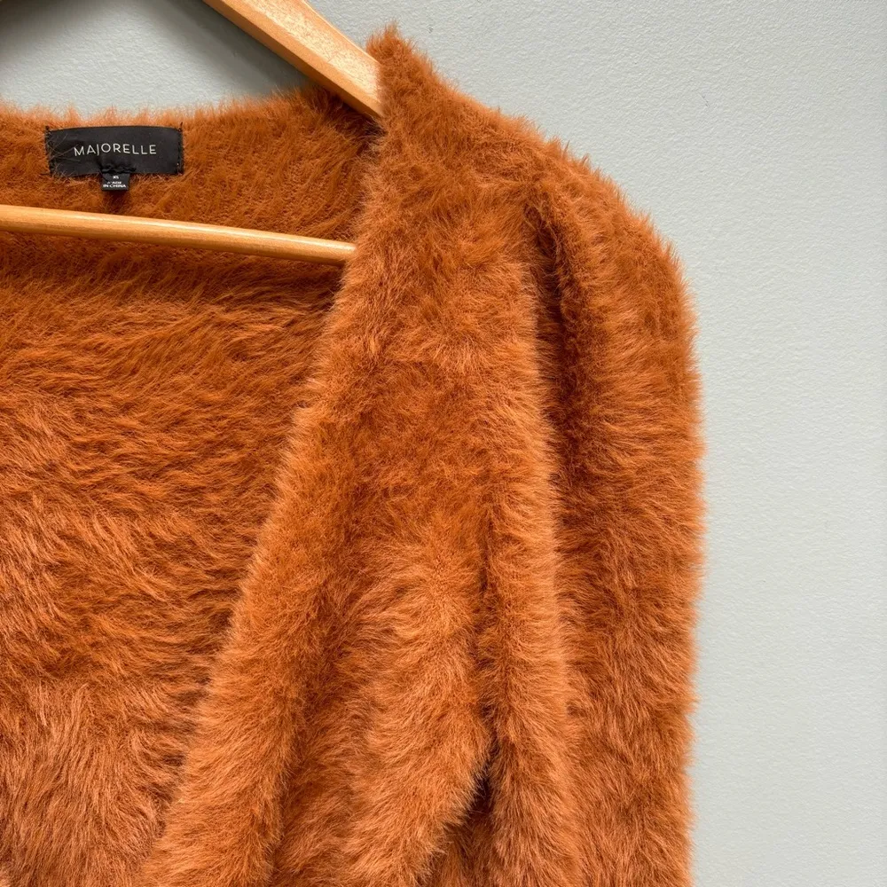 MAJORELLE Coco Wrap Fluffy Sweater in Tan XS - Image 3