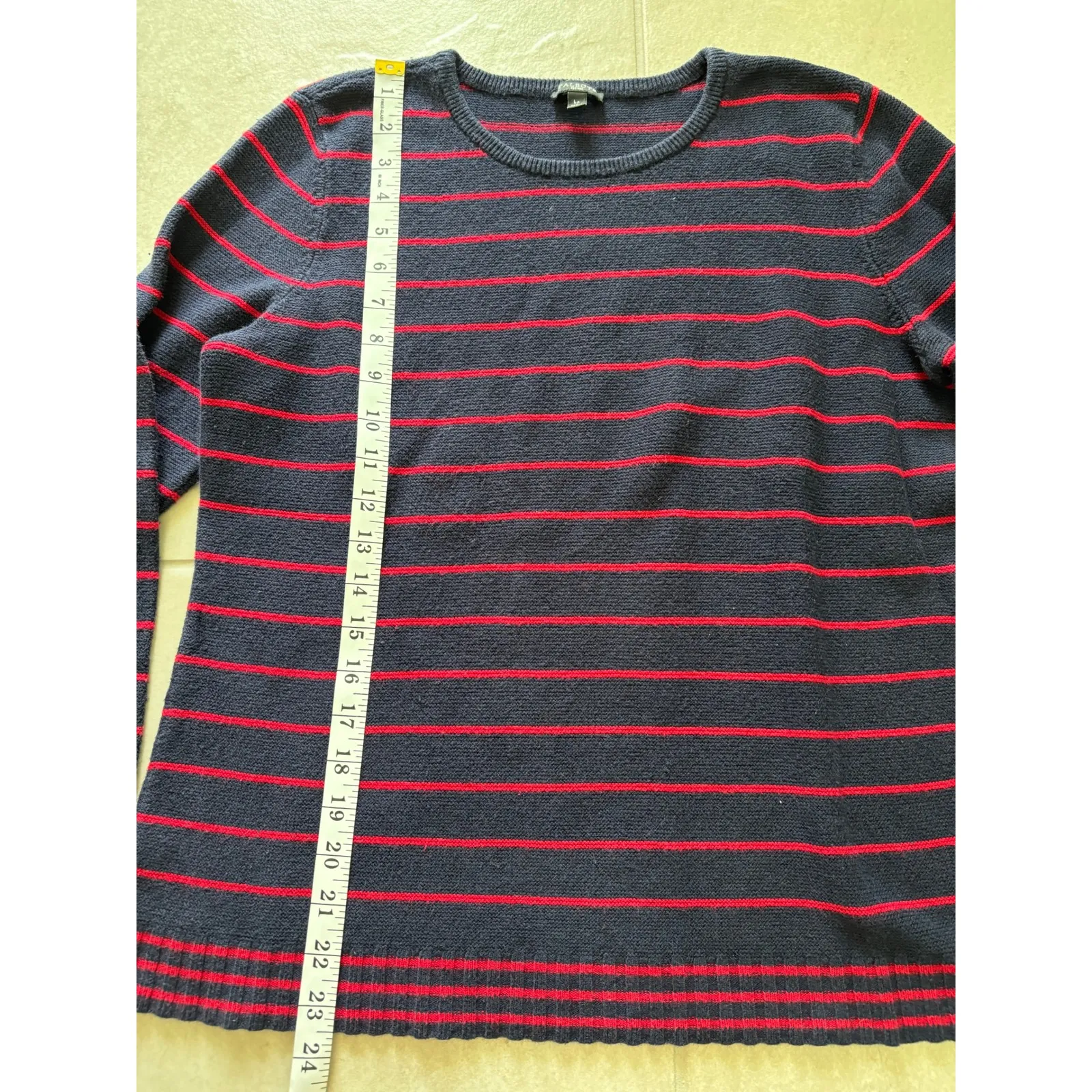 Talbots Sweater‎ Womens PL Blue Red Stripe Nautical Preppy Old Money Timeless - Image 7