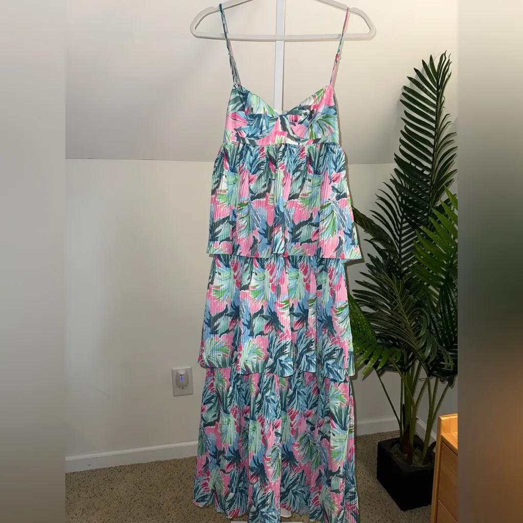 Saylor Mauve Midi Tiered Dress M - Image 5