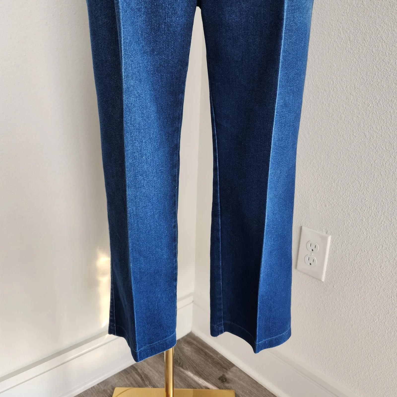 Vintage 80s Props High Waisted Dark Wash Pleated Trouser Jeans Straight Leg 12 - Image 4