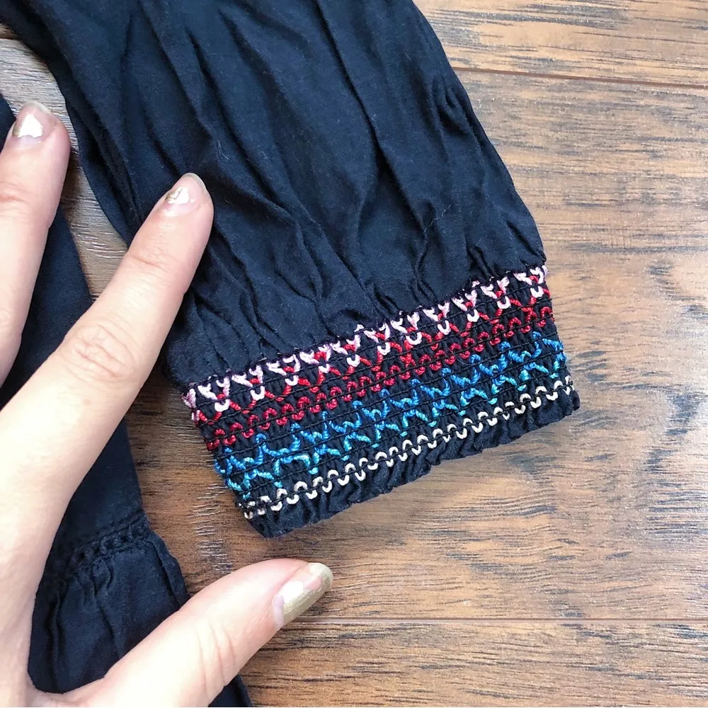 Free People • Sunbeams Off-The-Shoulder Mini Dress black embroidered smocked - Image 11